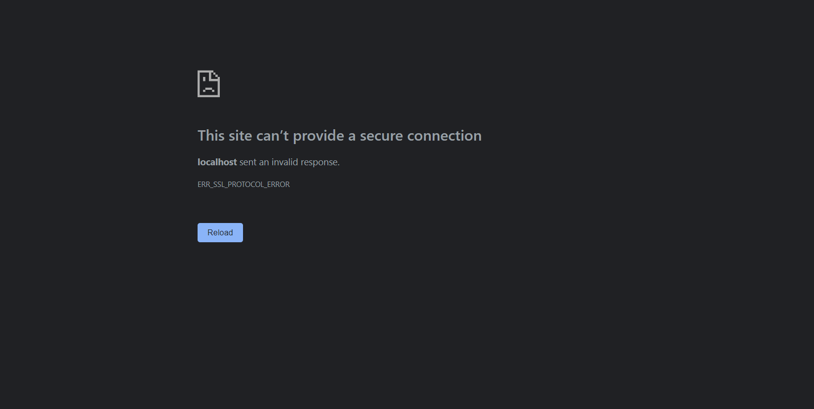 SSL Protocol Error when navigating to localhost