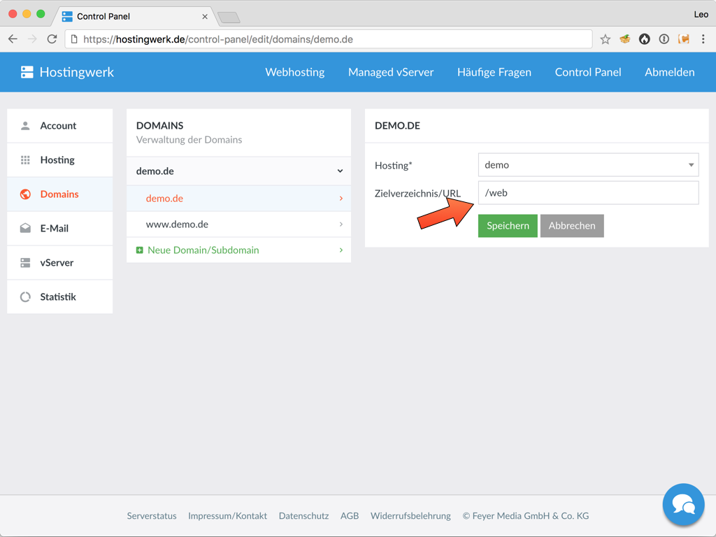 Hostingwerk Document Root