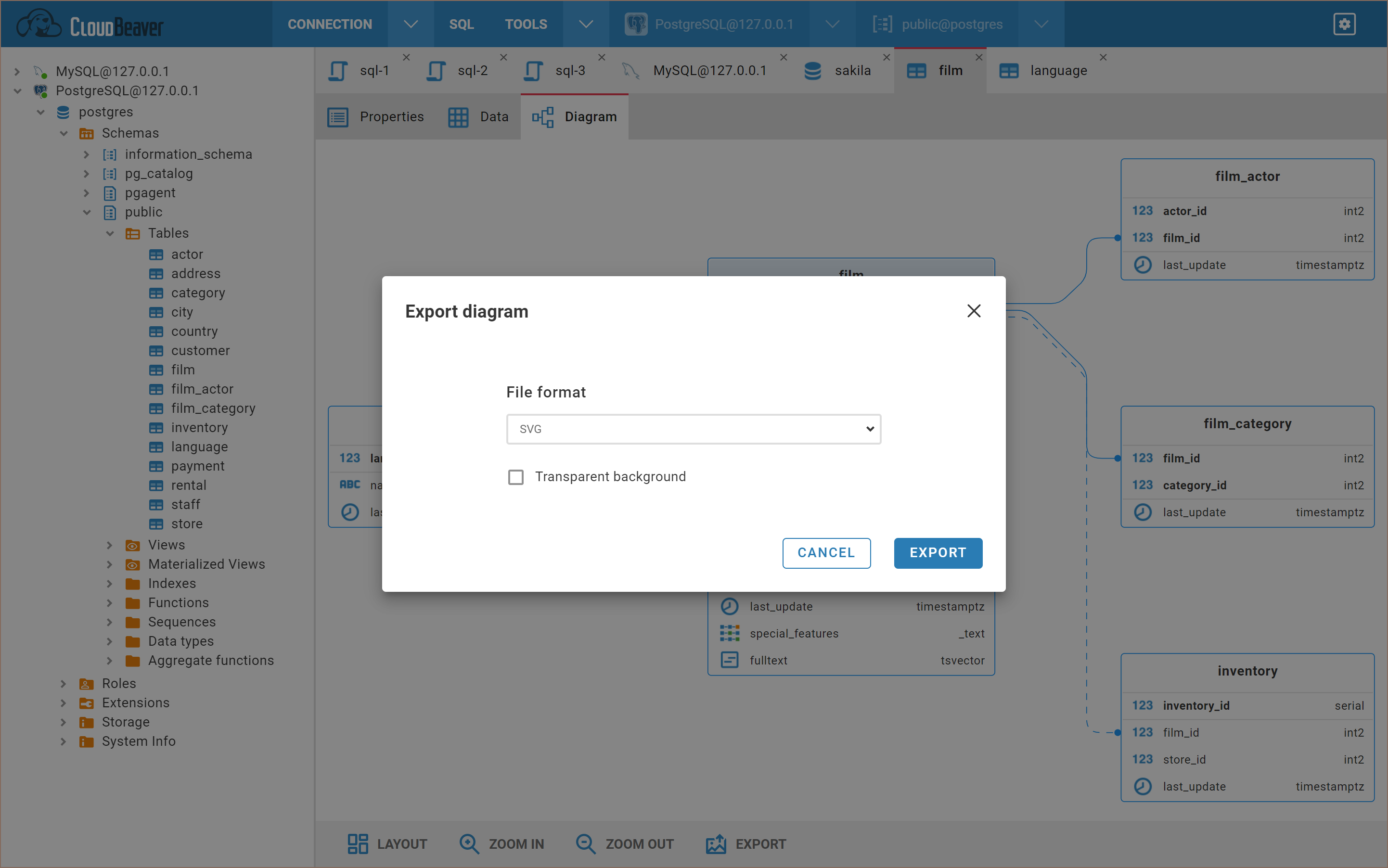 Entity Diagram export to file