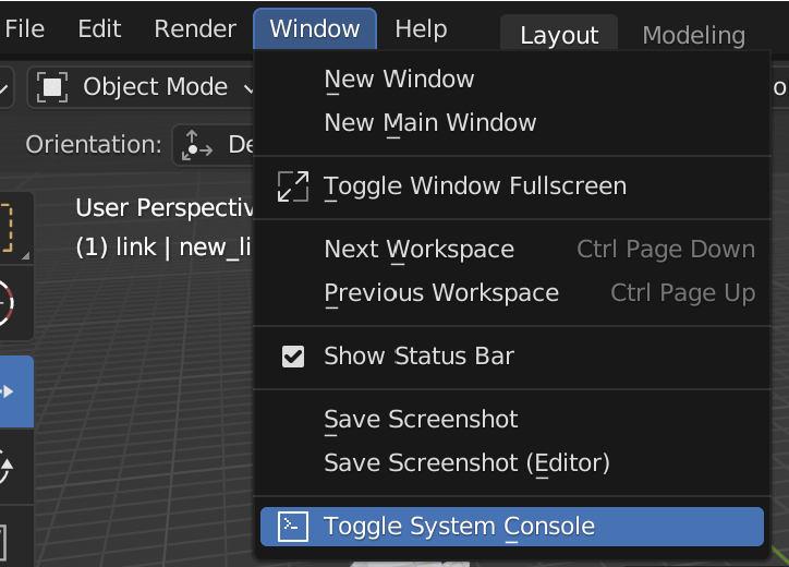 Toggle system console