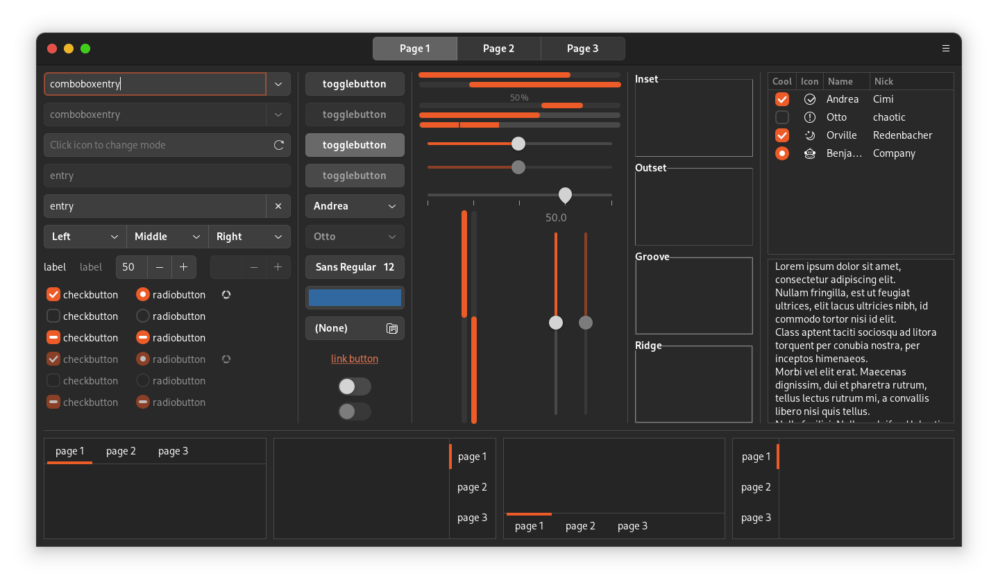 GTK3 Widget Factory Dark