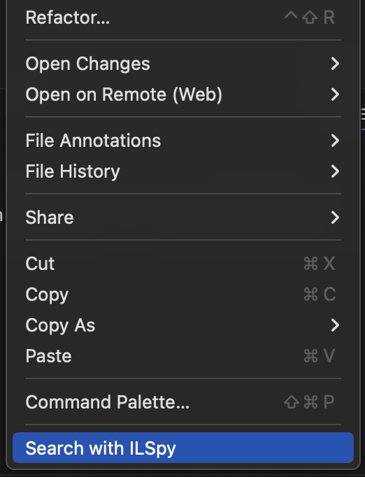 "Search with ILSpy" command