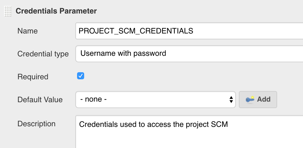 SCM Credentials parameter