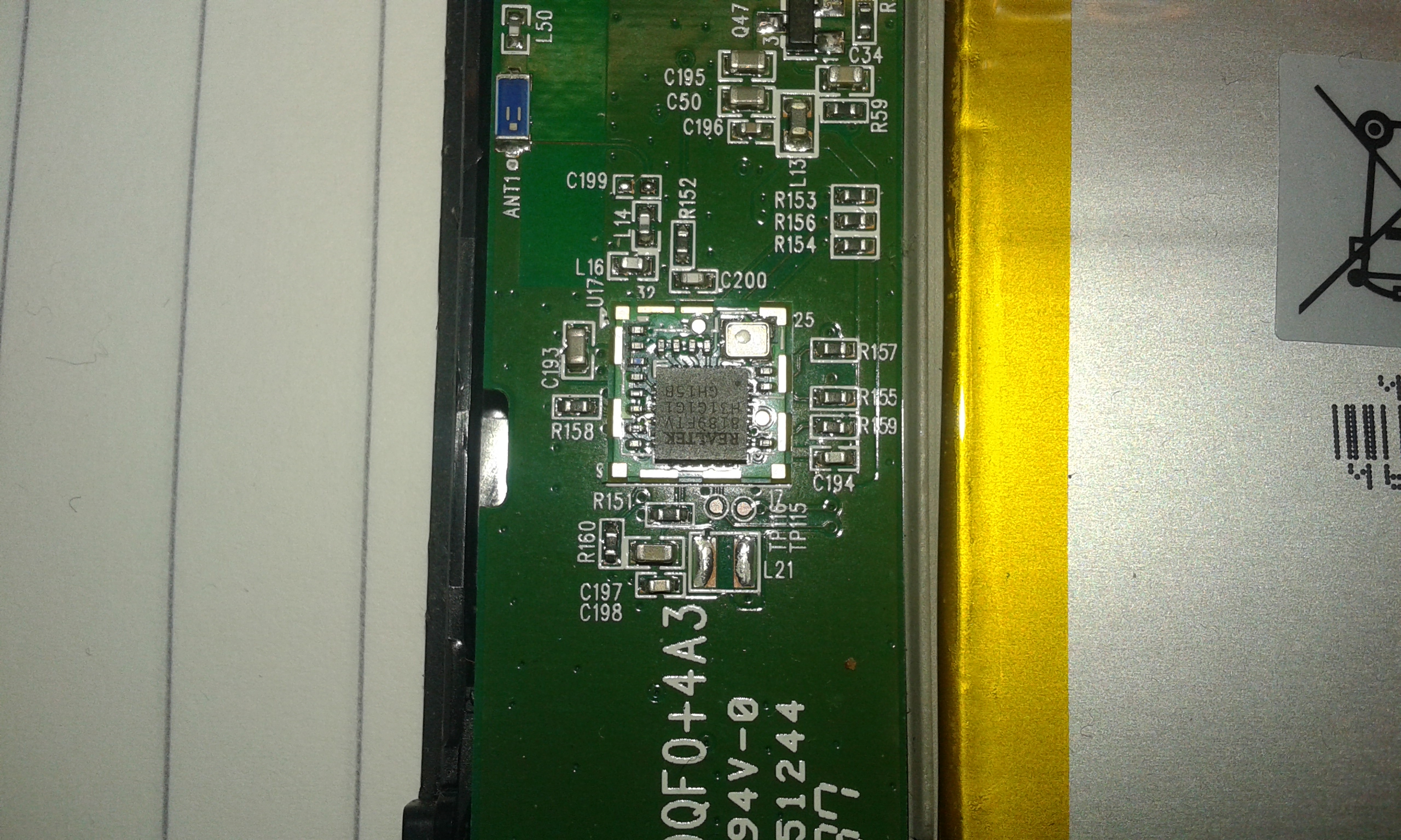 PCB photo showing the Wifi module